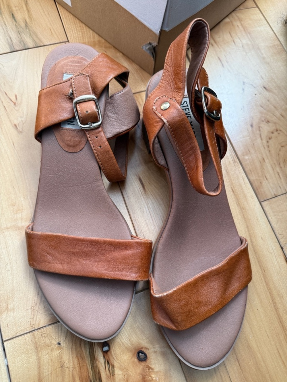 Steve Madden Cognac Leather Slingback Sandals